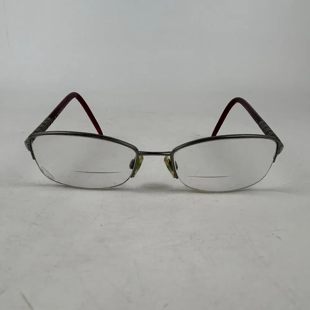 Burberry Eyeglasses B‎ 1157 1003 Size 52-17-135 Silver Maroon Rectangle Frames